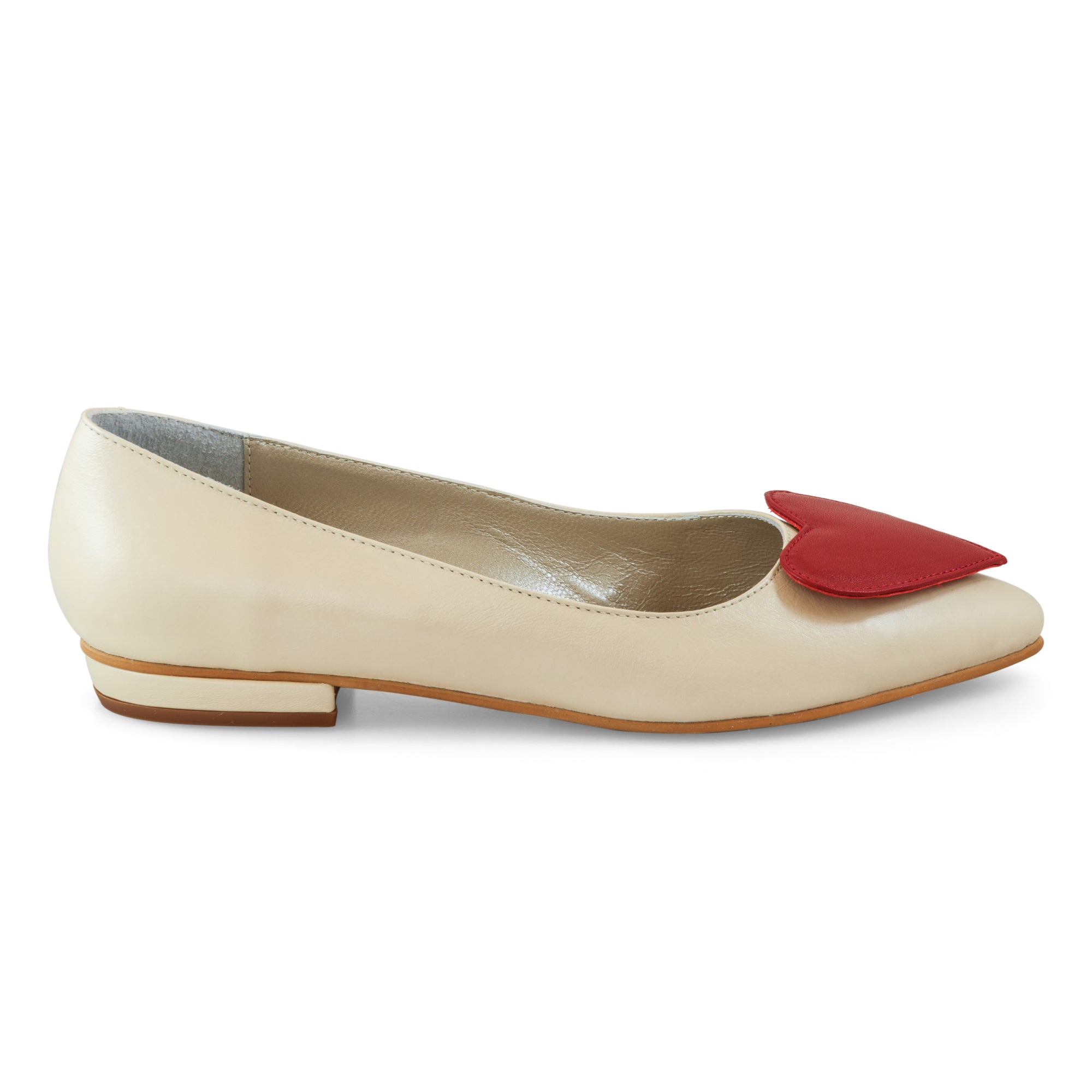 Balerini piele Crem Heart - orice culoare