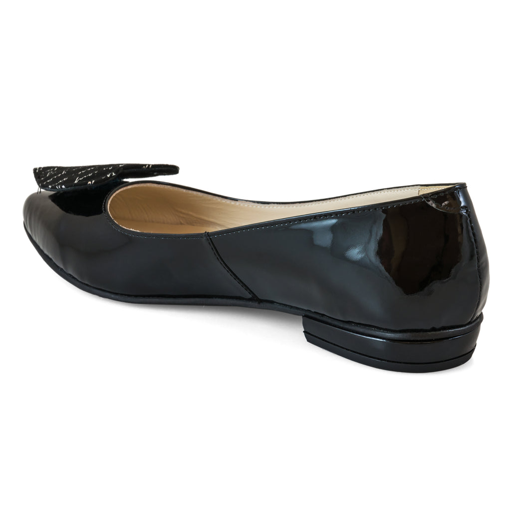 Balerini piele lacuita Negru Scris Heart - orice culoare