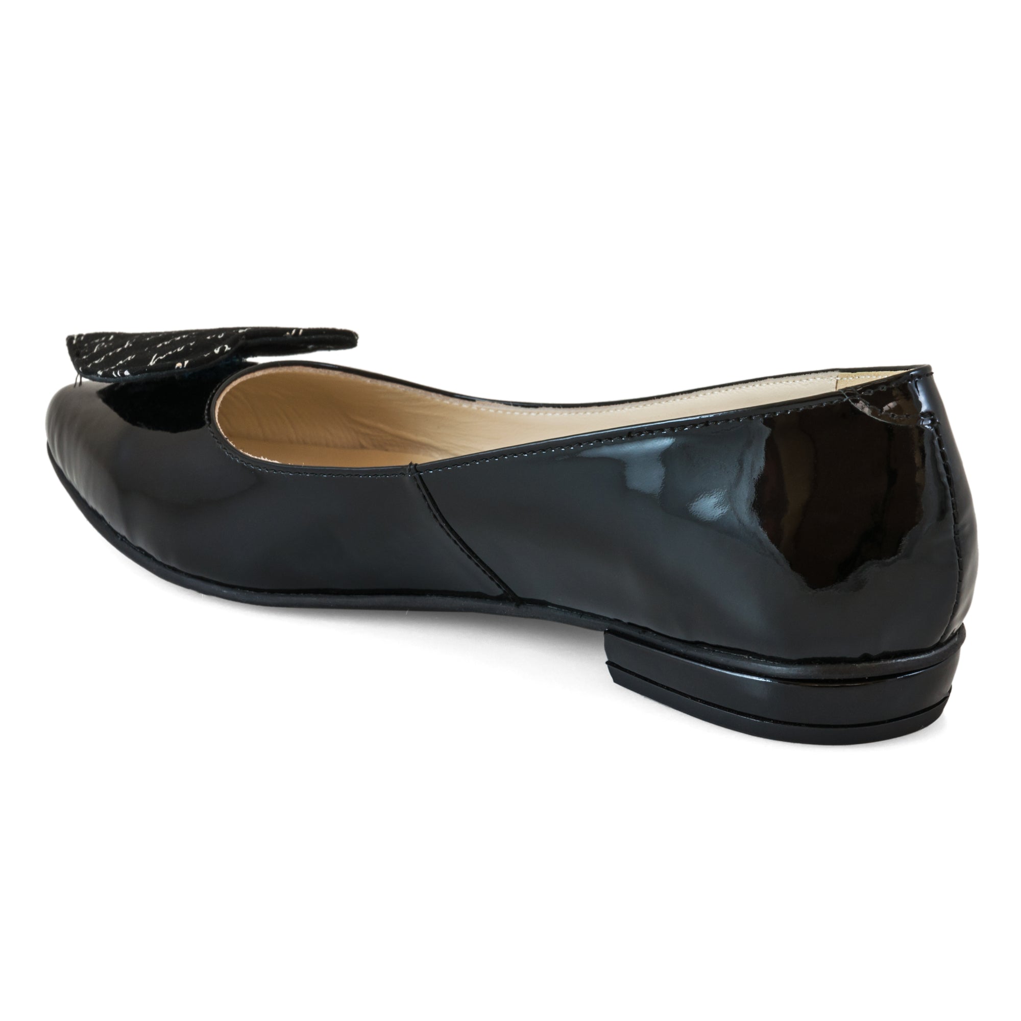 Balerini piele lacuita Negru Scris Heart - orice culoare