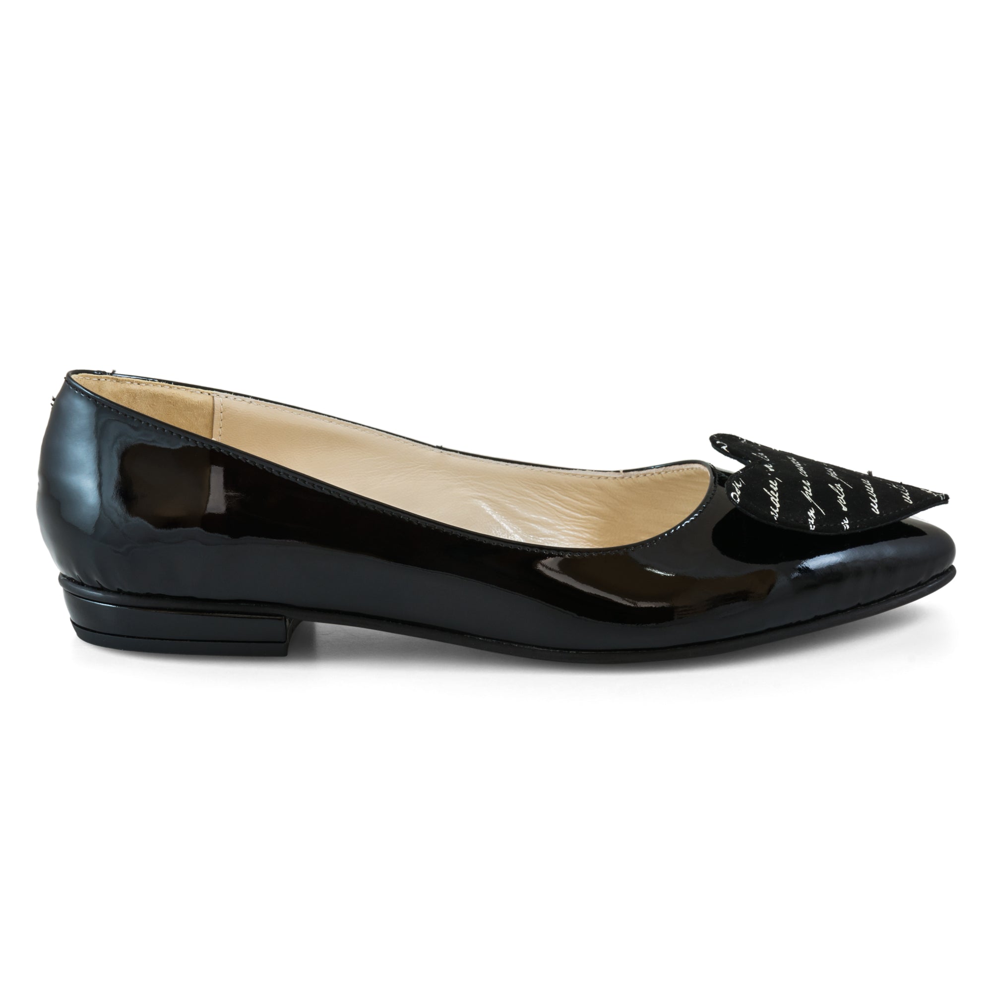 Balerini piele lacuita Negru Scris Heart - orice culoare