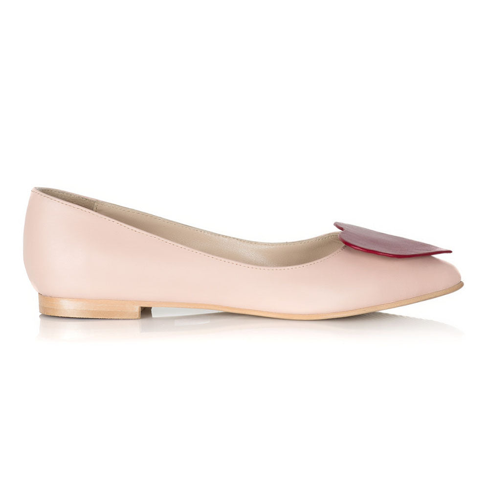 Balerini piele Crem Heart - orice culoare