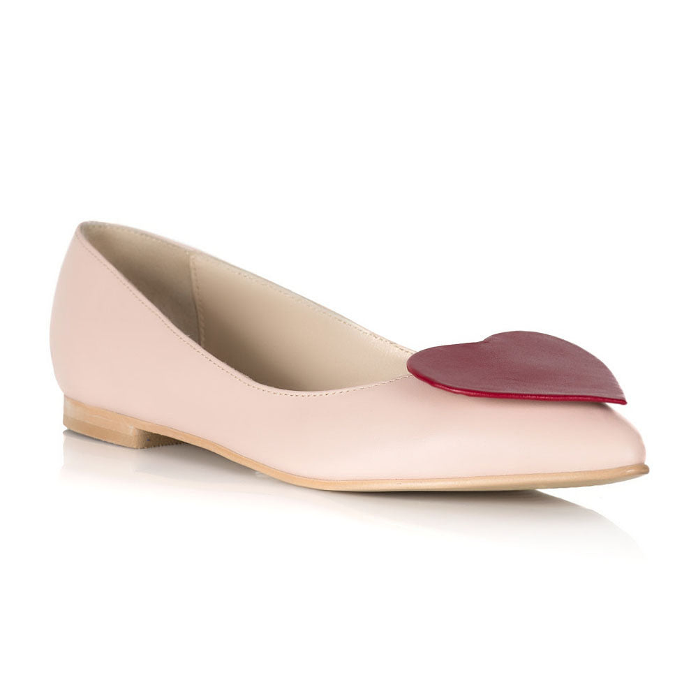 Balerini piele Crem Heart - orice culoare