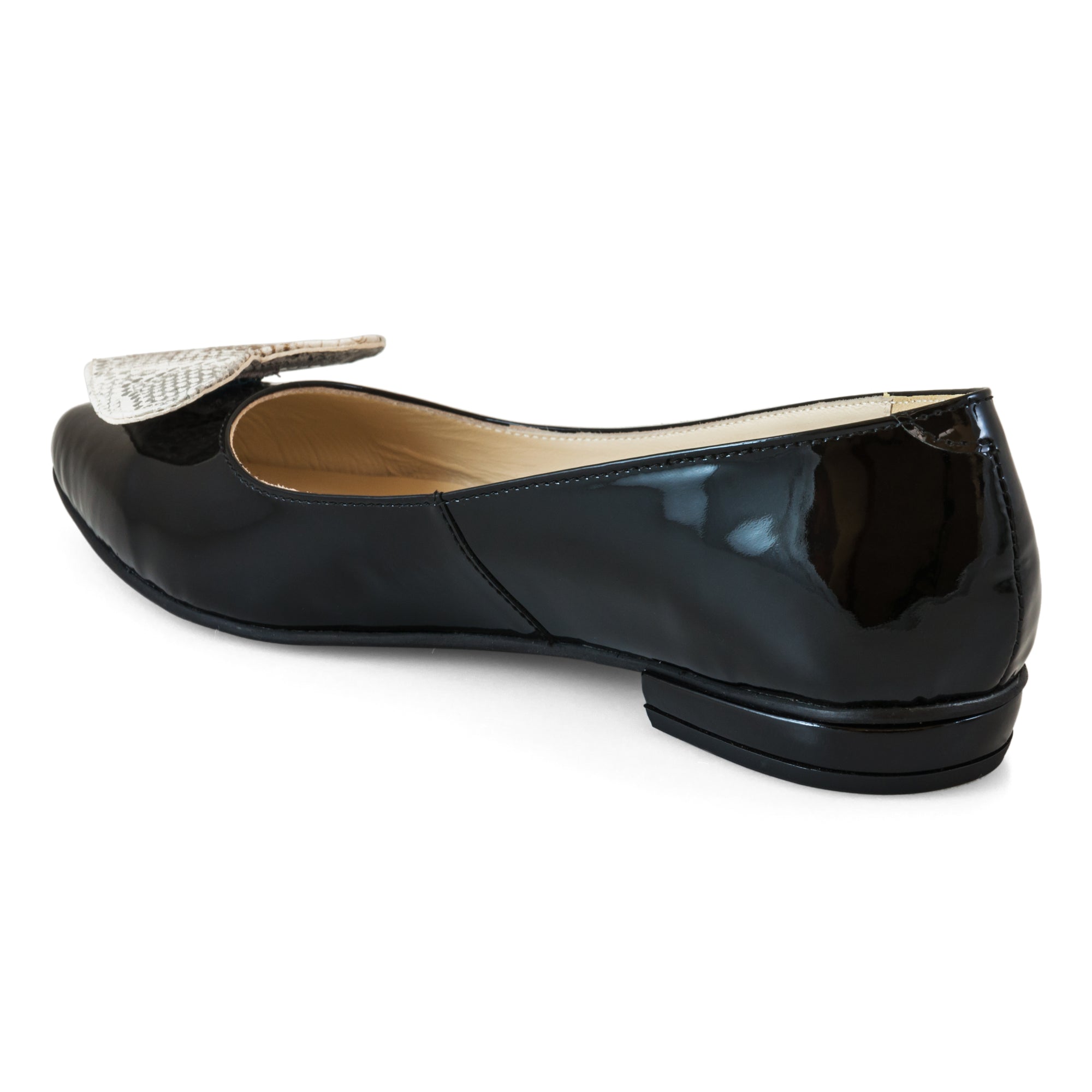 Balerini piele lacuita Snake Bej Heart - orice culoare