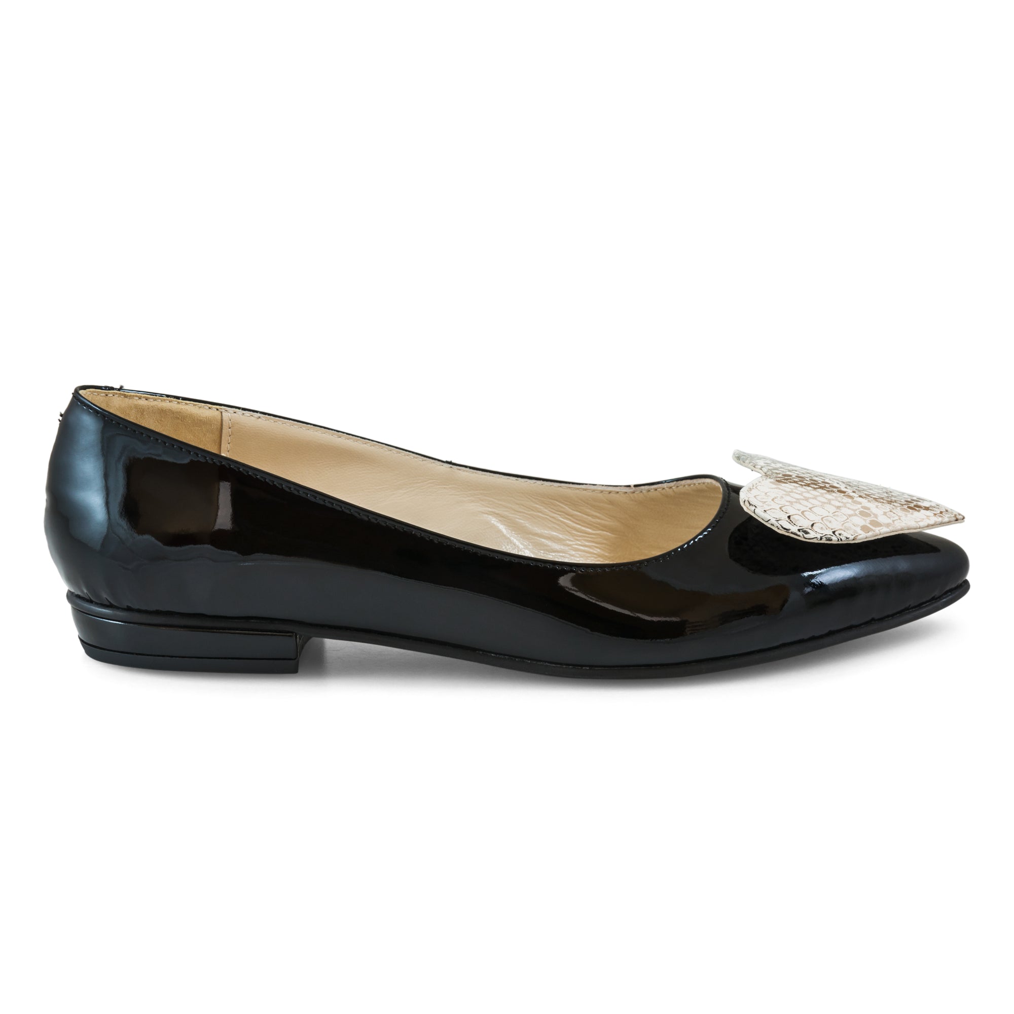 Balerini piele lacuita Snake Bej Heart - orice culoare
