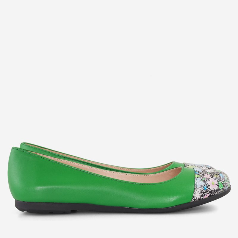 Balerini piele verde varf floral D8 - orice culoare