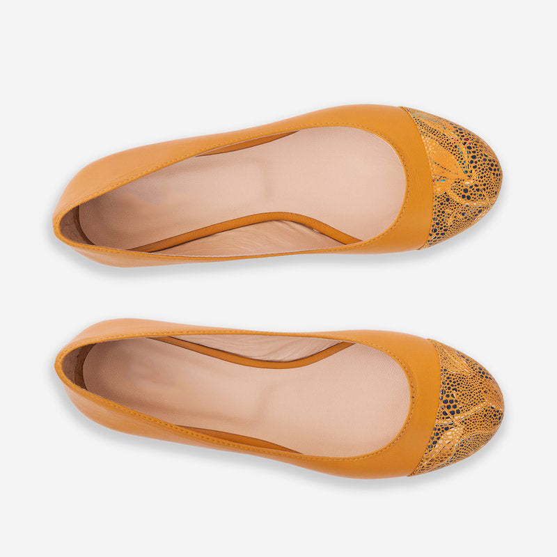 Balerini piele galben varf color D8 - orice culoare