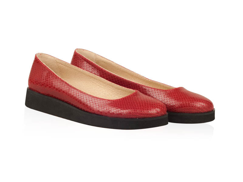 Balerini Piele Rosu Snake  Moni N10 - orice culoare