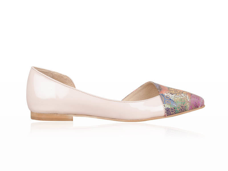 Balerini piele nude/floral Candy N15 - orice culoare
