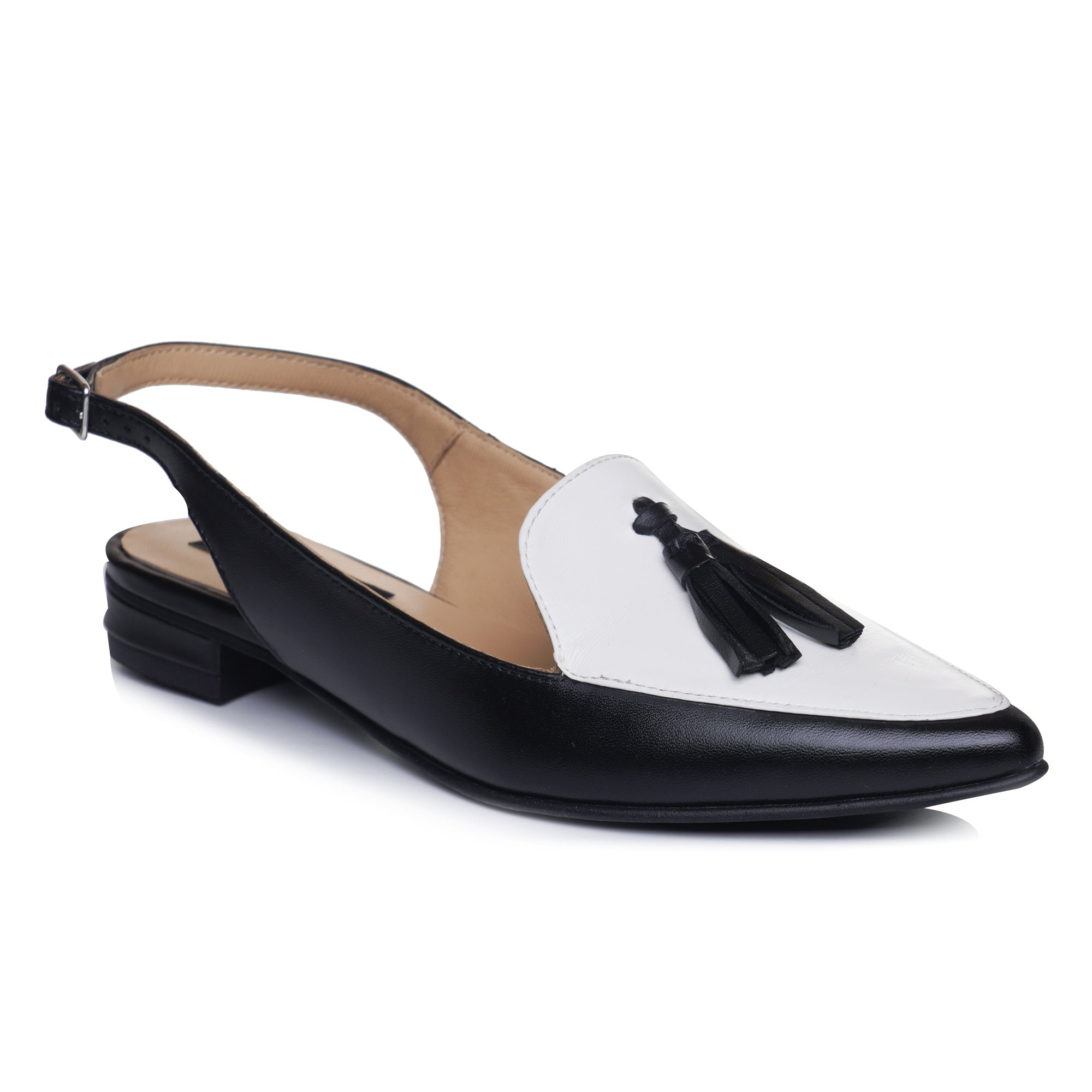 Balerini decupați piele alb-negru Rain -Orice culoare