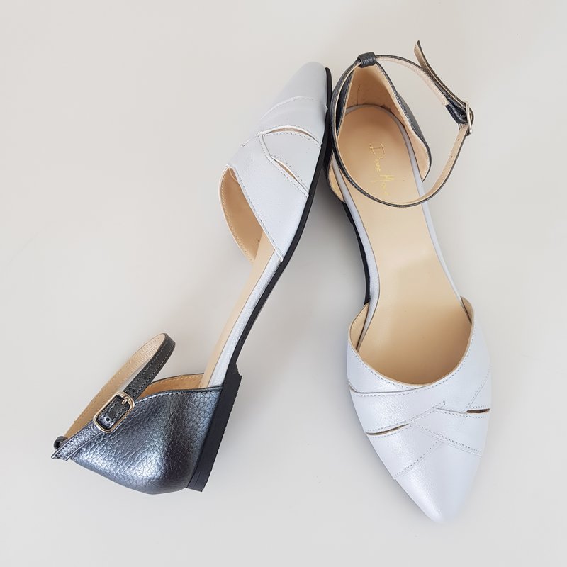 Balerini Decupati Piele Galben/Bleu - orice culoare