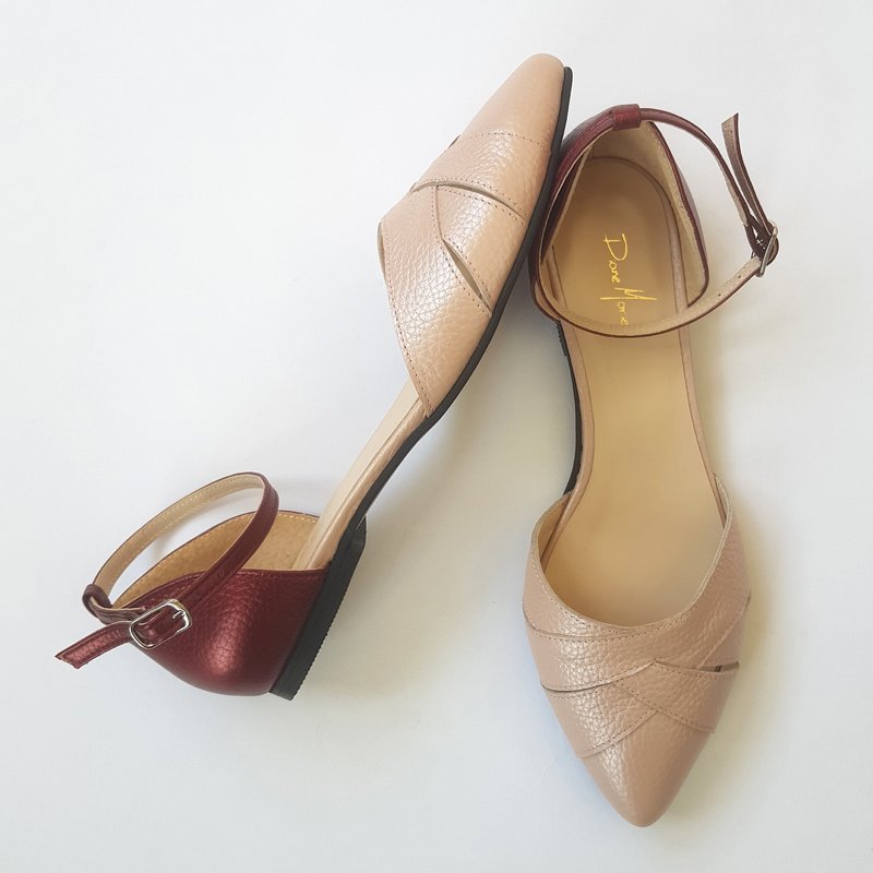 Balerini Decupati Piele Nude/Bordo - orice culoare