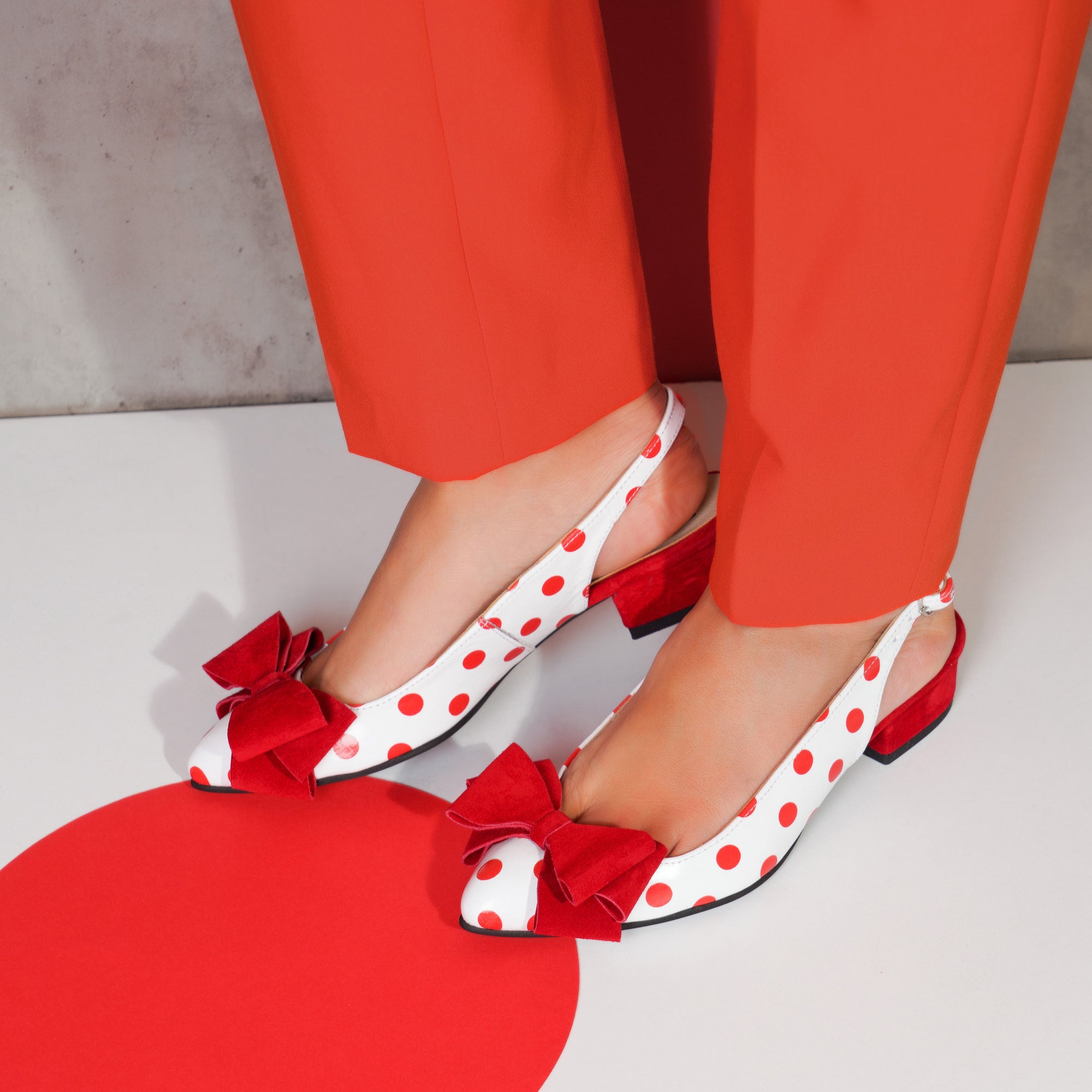 Balerini Decupati Piele Buline Alb/Rosu V20- orice culoare