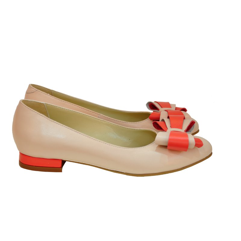 Balerini piele nude cu funda corai/roz  - orice culoare