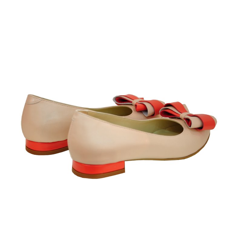 Balerini piele nude cu funda corai/roz  - orice culoare