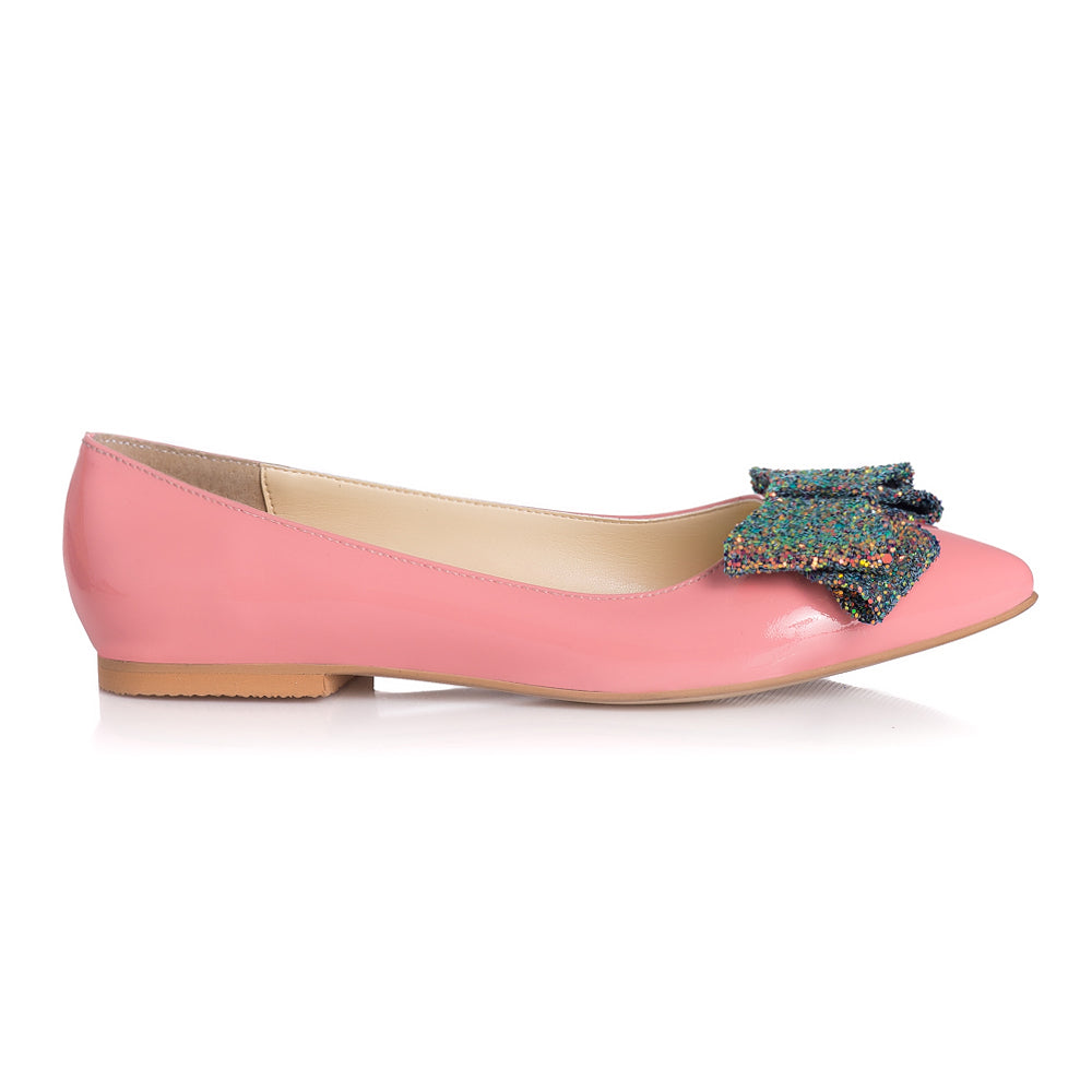Balerini Piele Roz Pal  Funda Glitter L4 - orice culoare