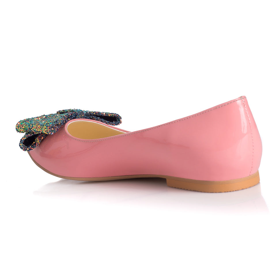 Balerini Piele Roz Pal  Funda Glitter L4 - orice culoare