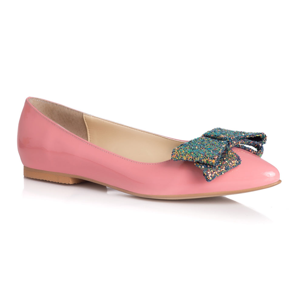 Balerini Piele Roz Pal  Funda Glitter L4 - orice culoare