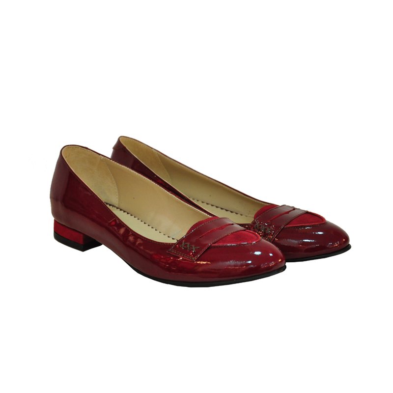 Balerini Retro piele lacuita Bordo - orice culoare