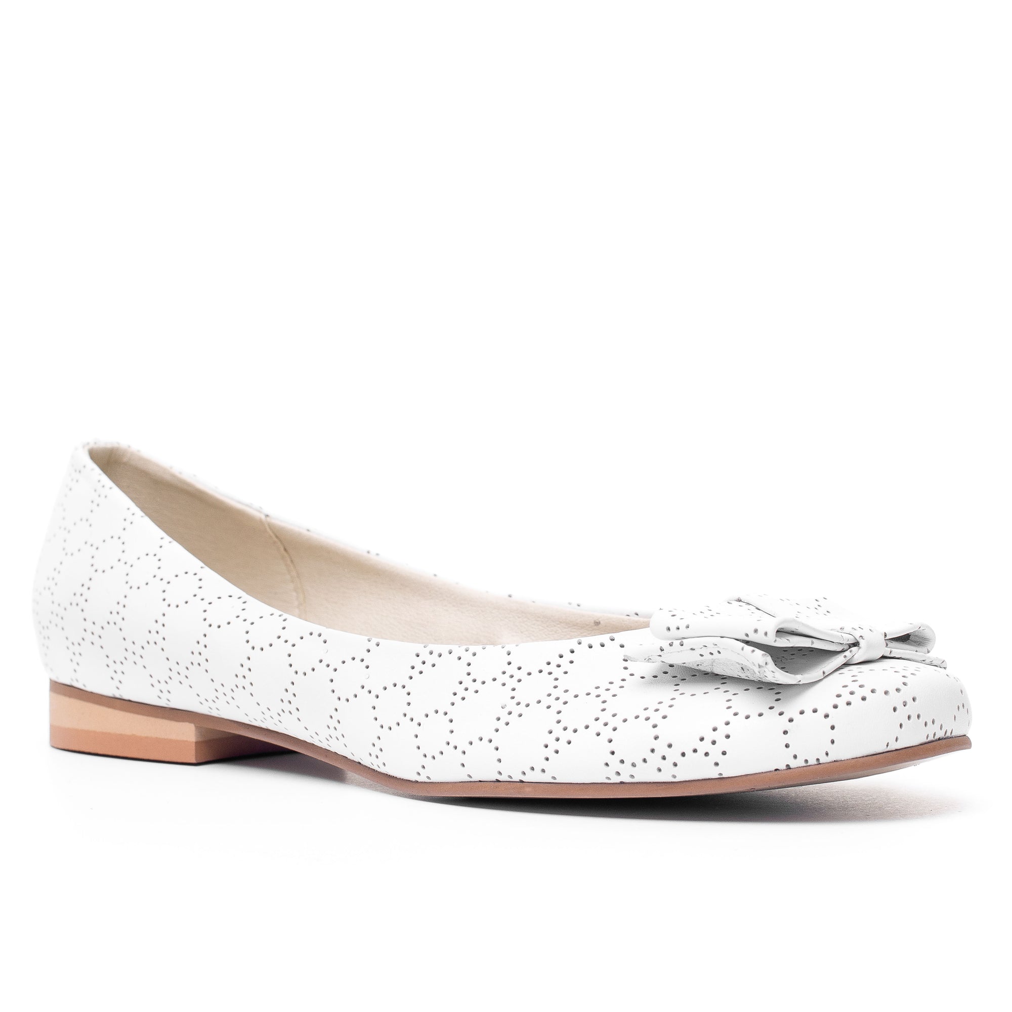 Balerini piele naturala Chic Alb Perforat disponibili pe orice culoare
