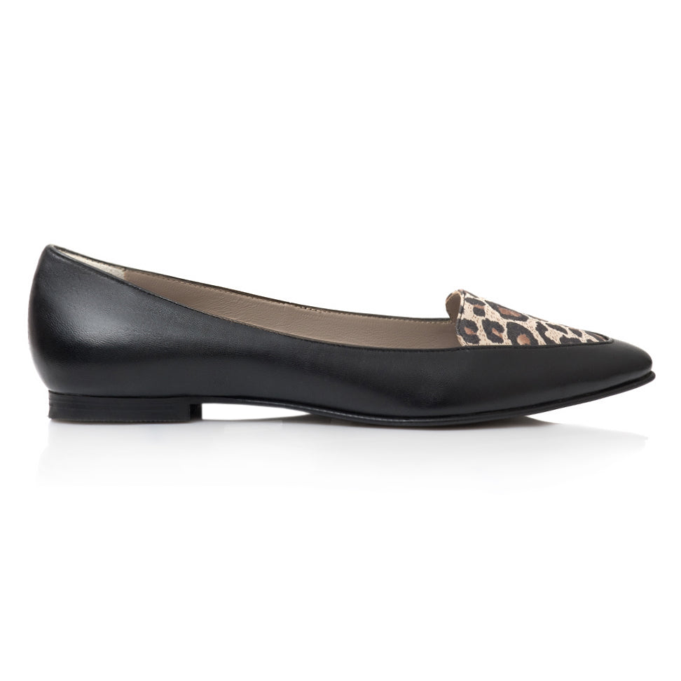 Balerini Piele Negru/Imprimeu Estela - orice culoare