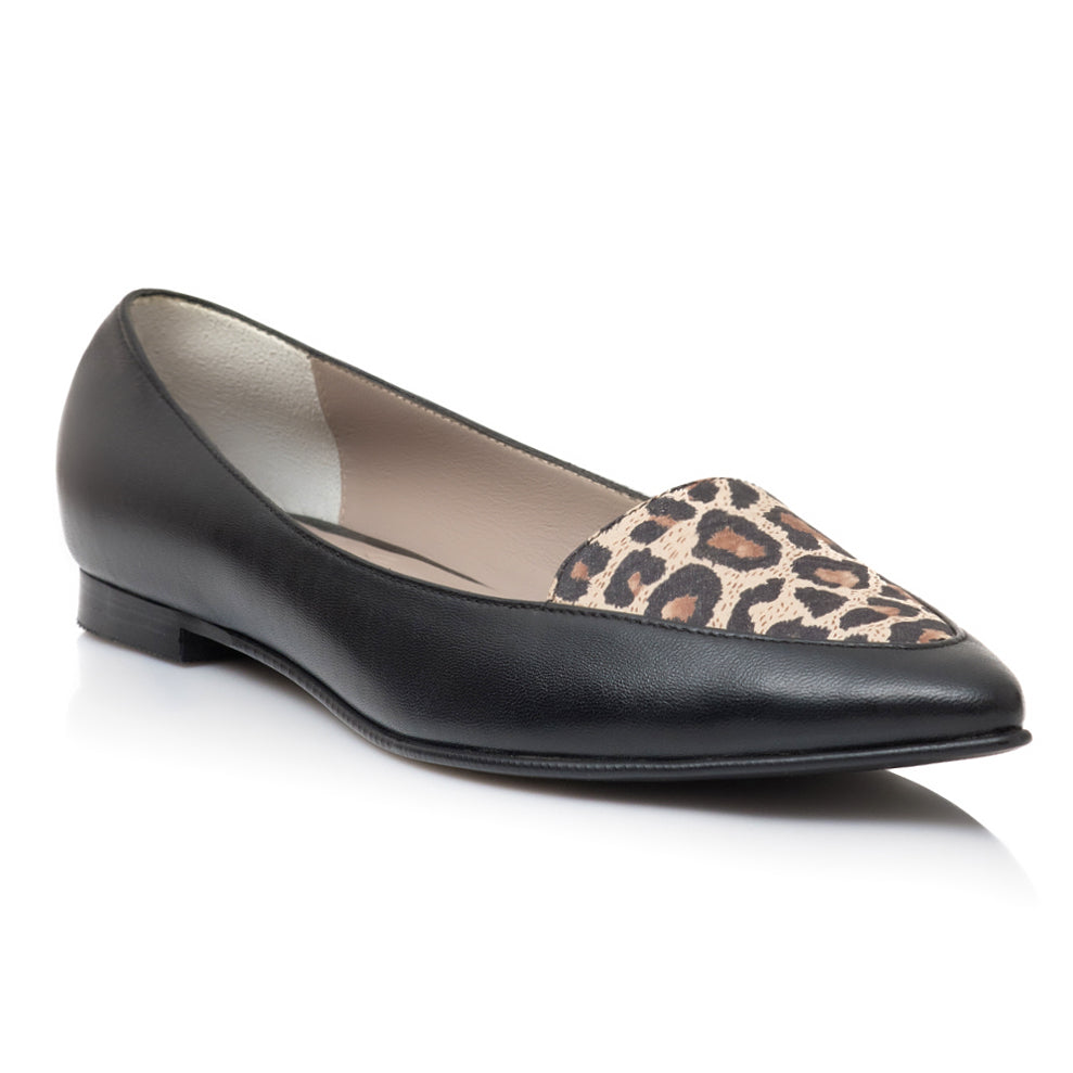 Balerini Piele Negru/Imprimeu Estela - orice culoare