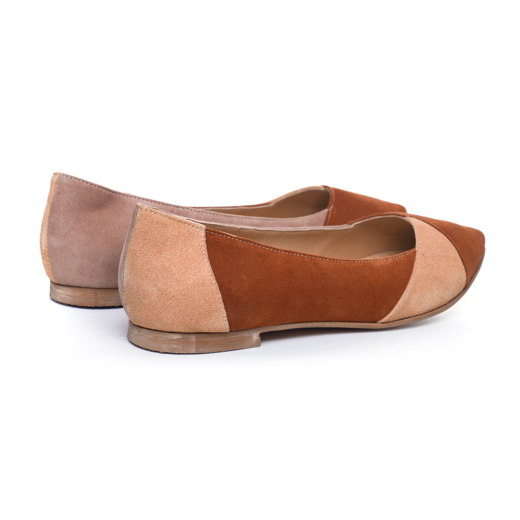 Balerini Piele Intoarsa Bej/Maro E9 - Orice culoare