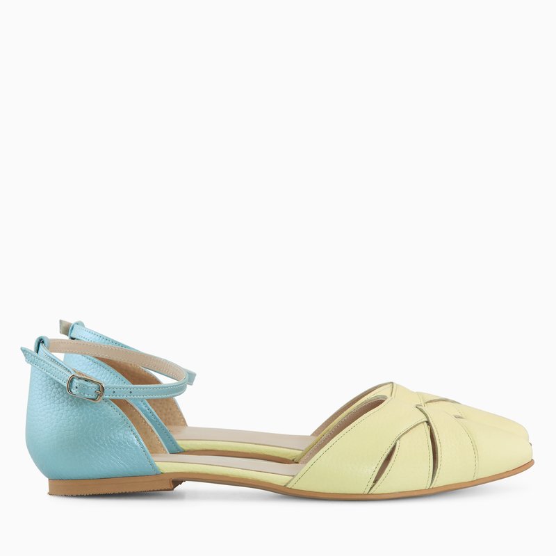 Balerini Decupati Piele Galben/Bleu - orice culoare