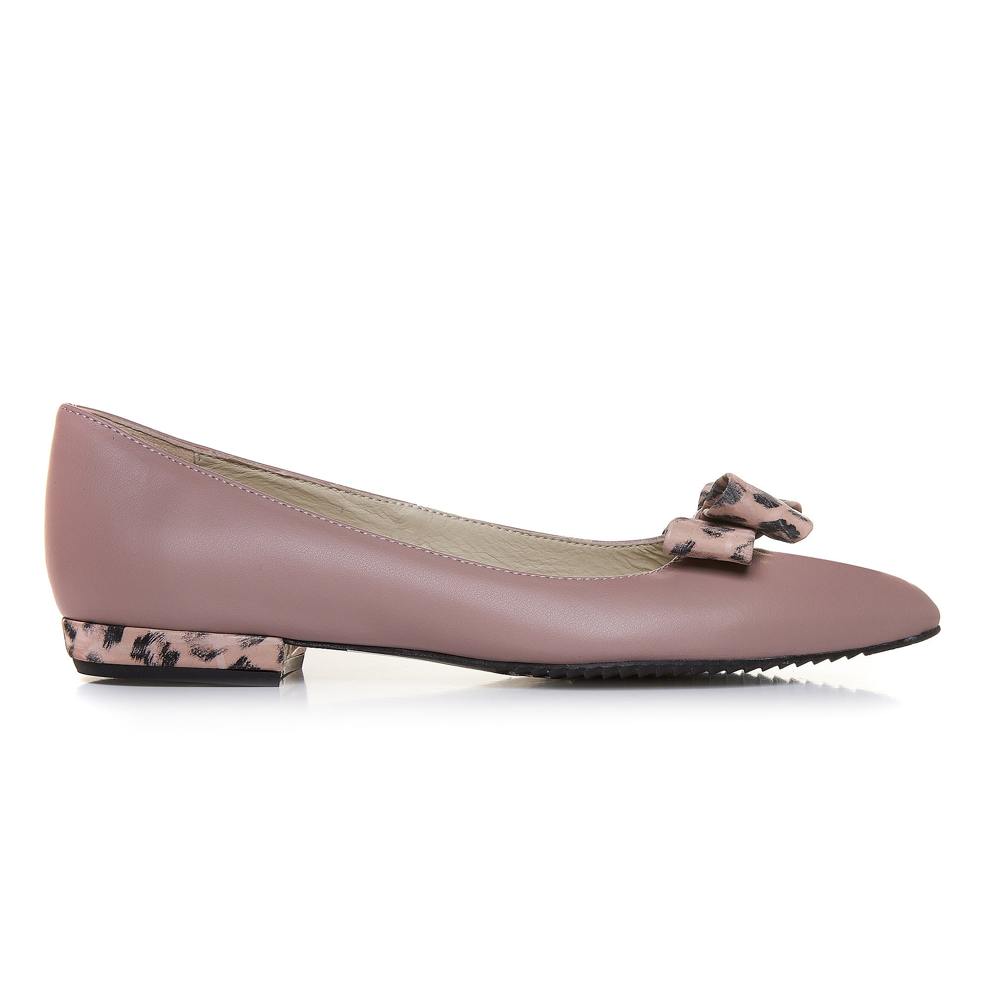 Balerini Piele Capucino/Animal Print T2 - Orice Culoare