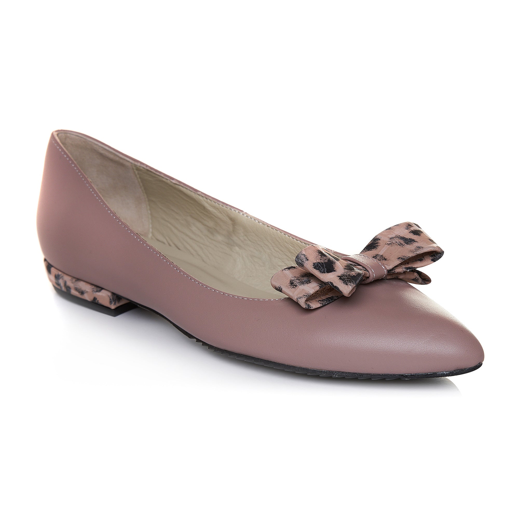 Balerini Piele Capucino/Animal Print T2 - Orice Culoare