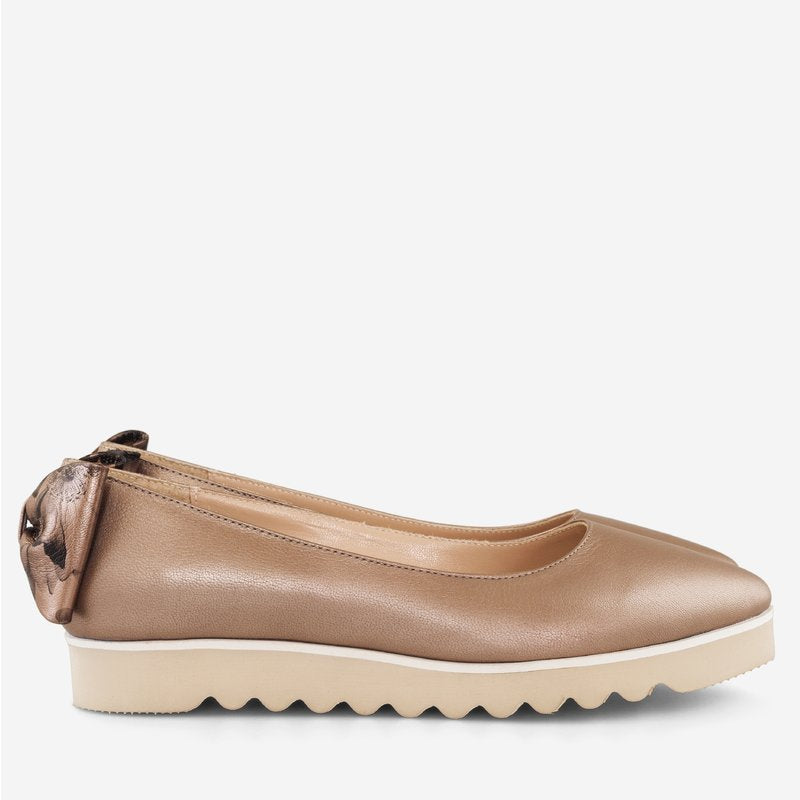 Balerini piele bronz varf ascutit D12 - orice culoare