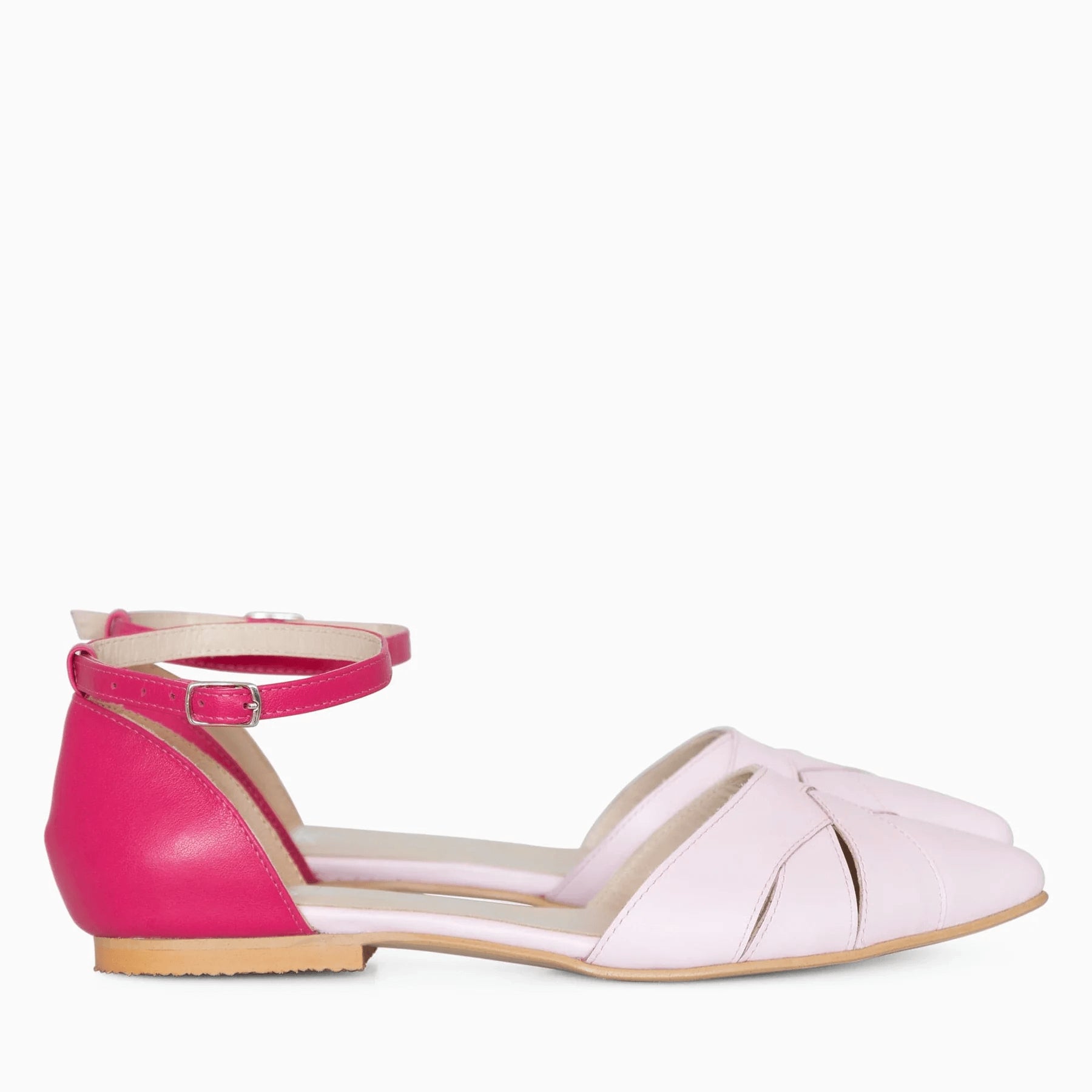 Balerini din piele naturala roz D14 - orice culoare