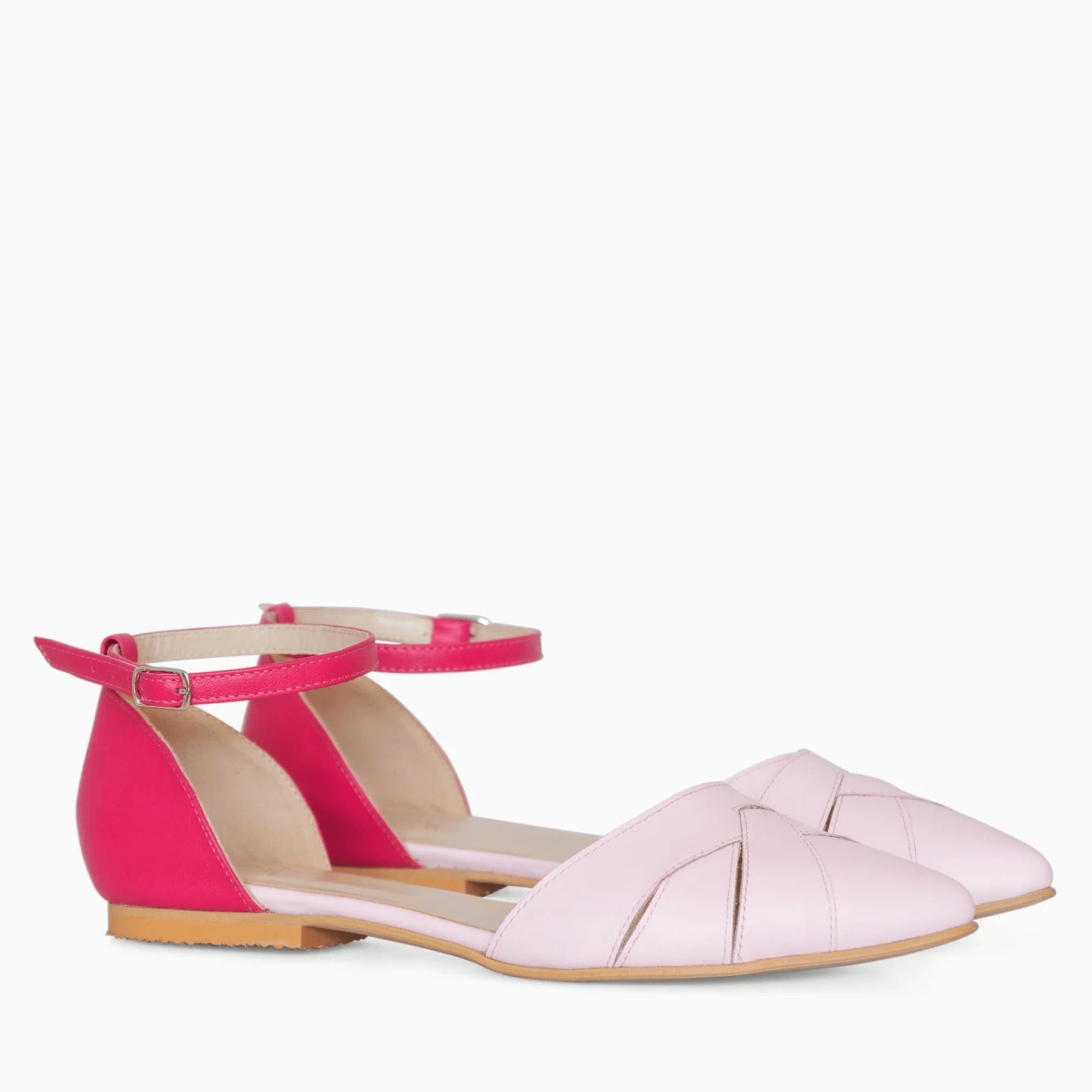 Balerini din piele naturala roz D14 - orice culoare