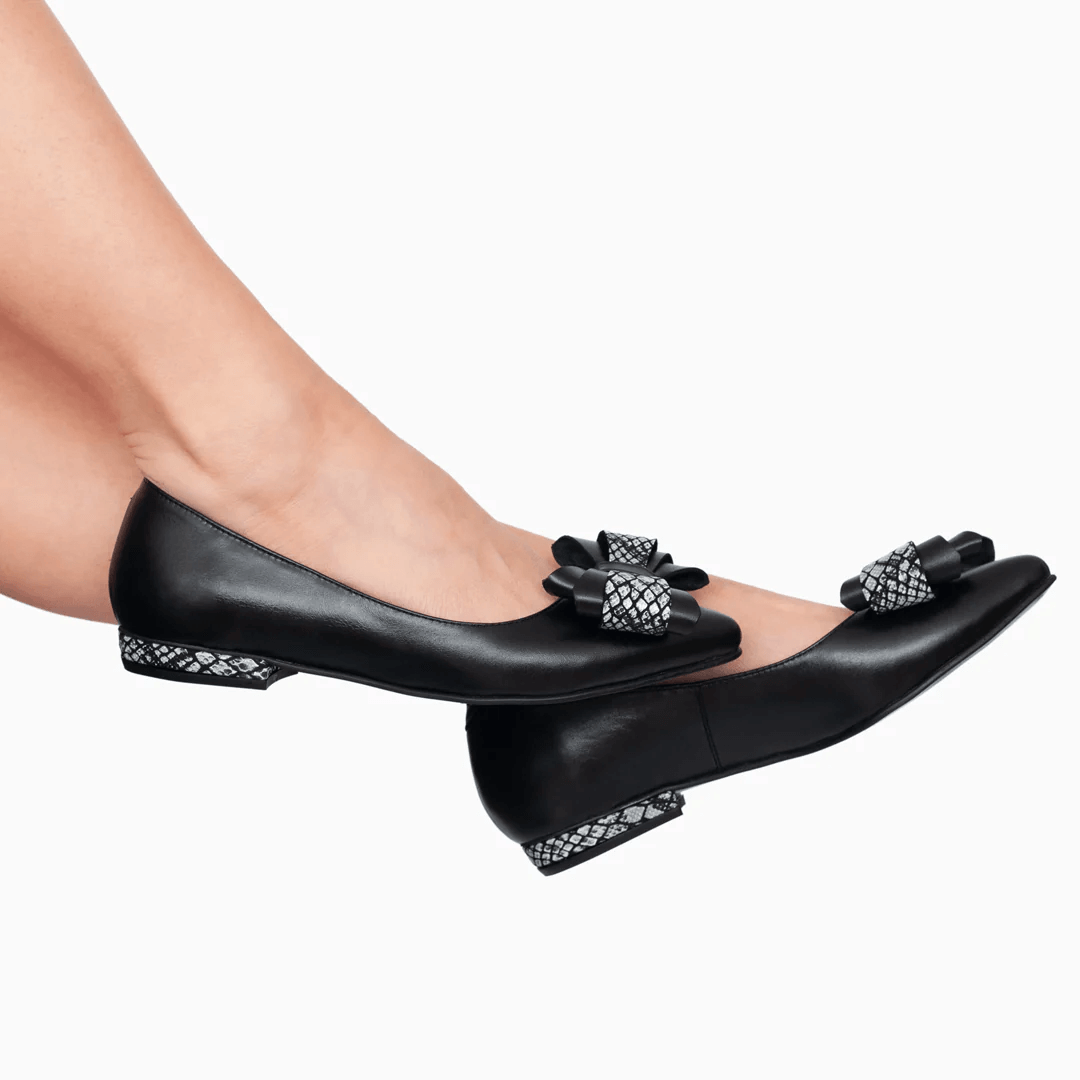 Balerini din piele naturala neagra D1 - orice culoare