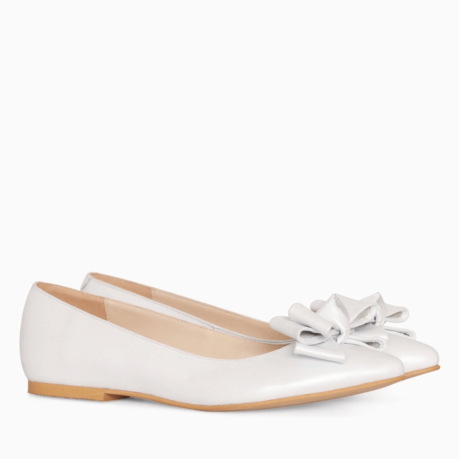 Balerini din piele naturala alba D20 - orice culoare