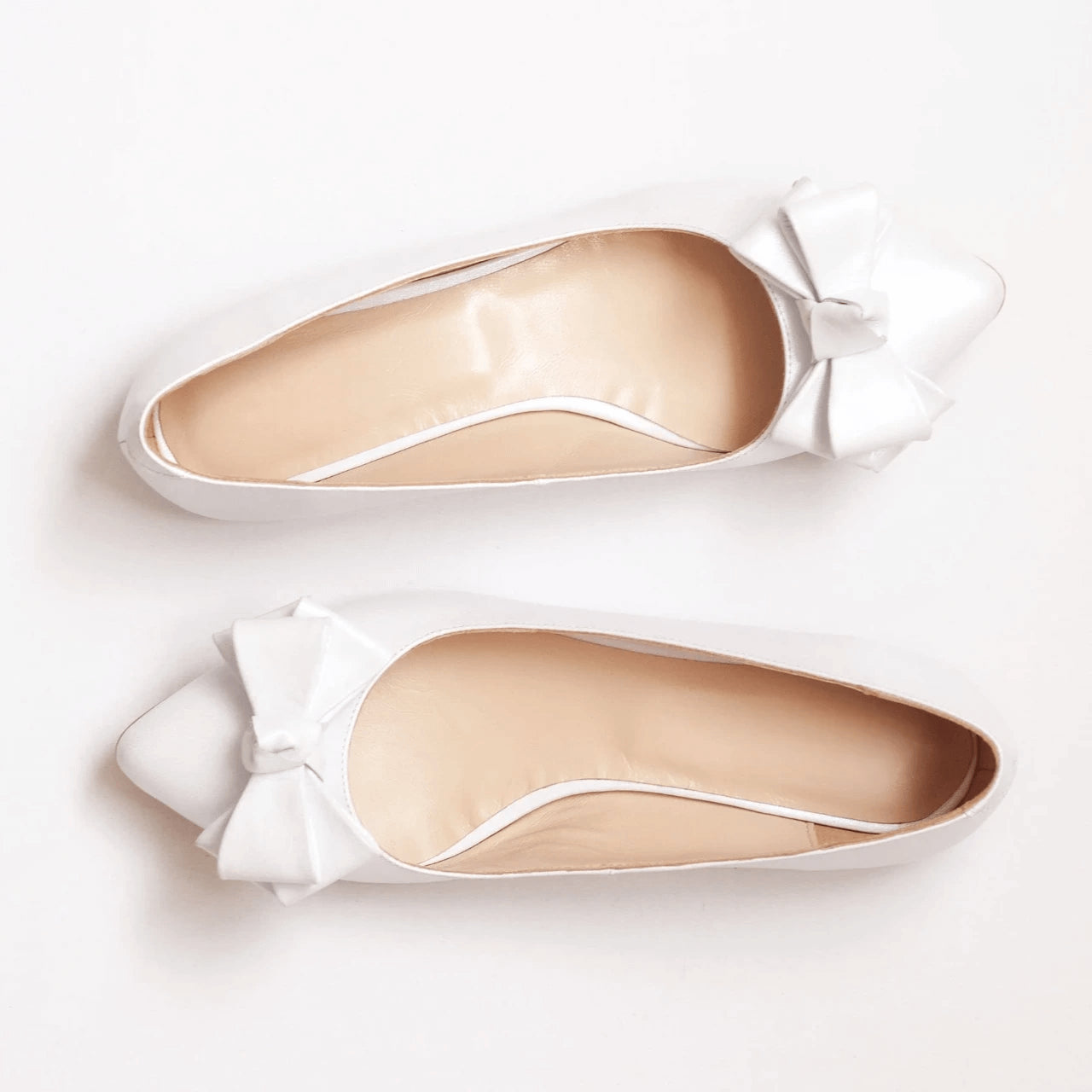 Balerini din piele naturala alba D20 - orice culoare