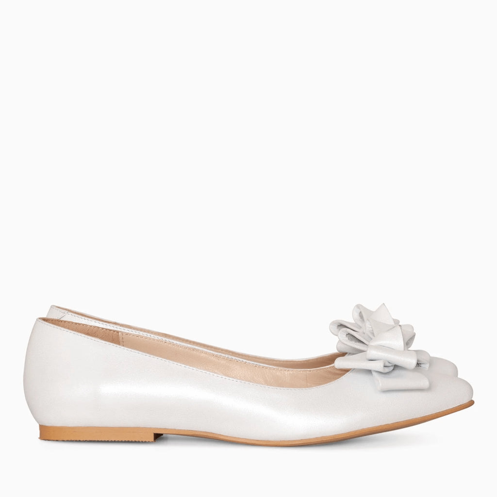 Balerini din piele naturala alba D20 - orice culoare