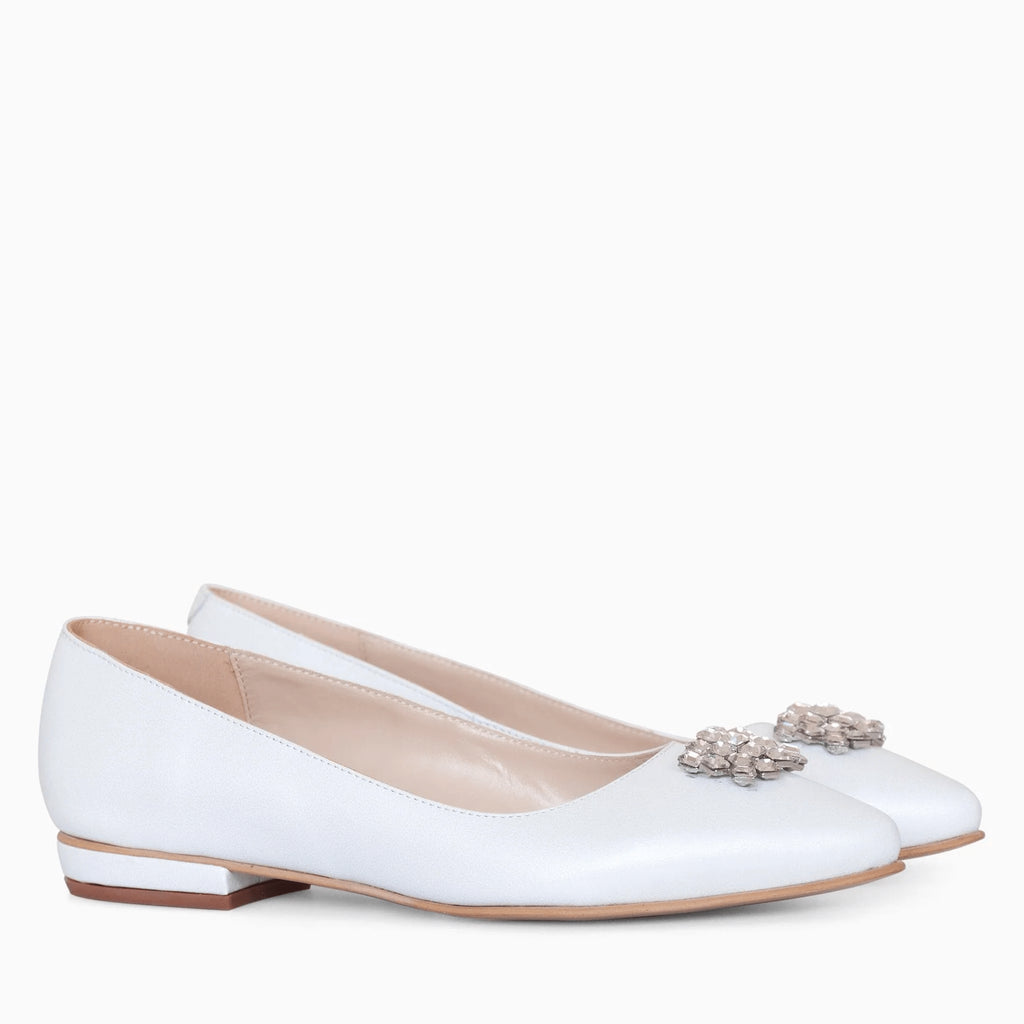 Balerini din piele naturala alb sidef D29 - orice culoare