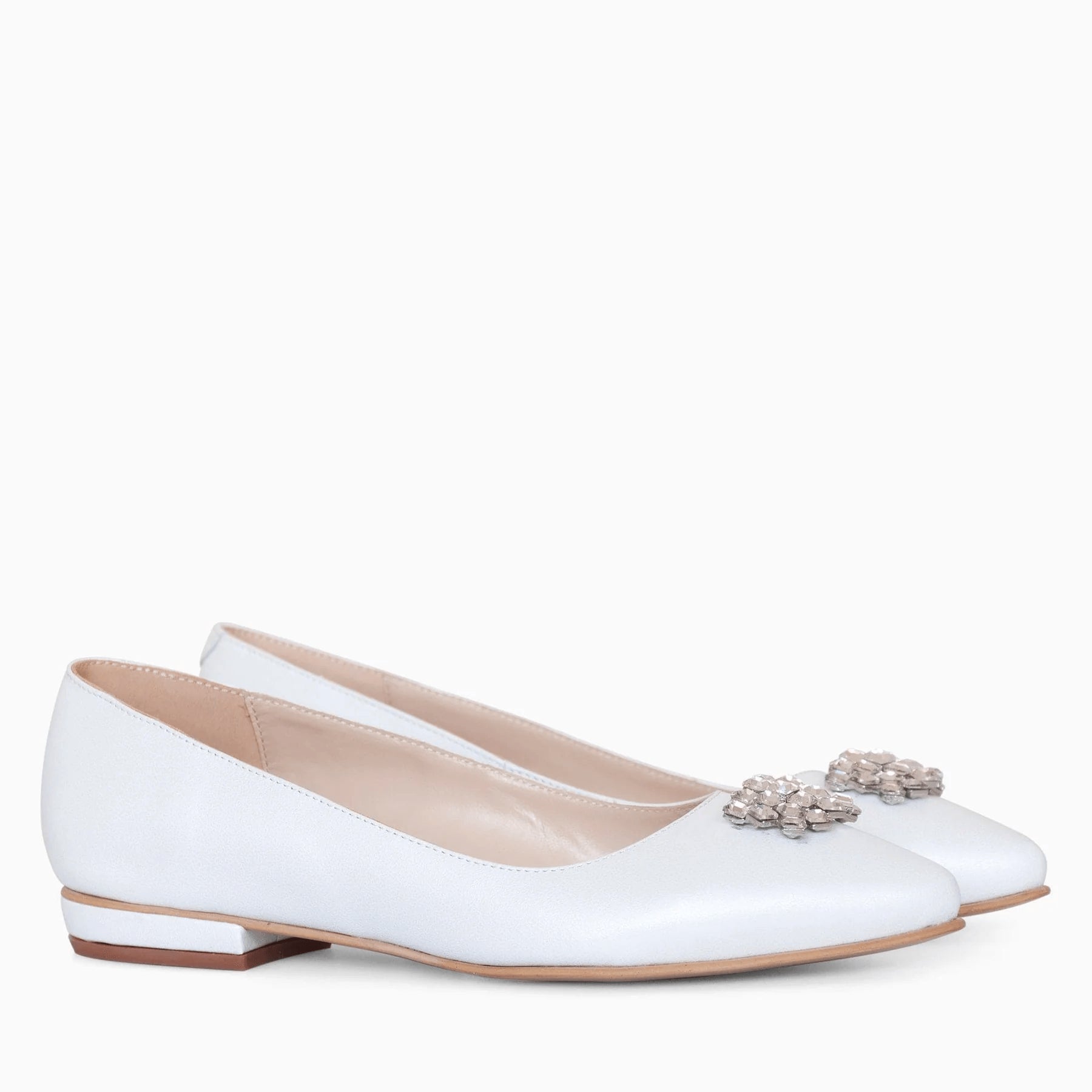 Balerini din piele naturala alb sidef D29 - orice culoare