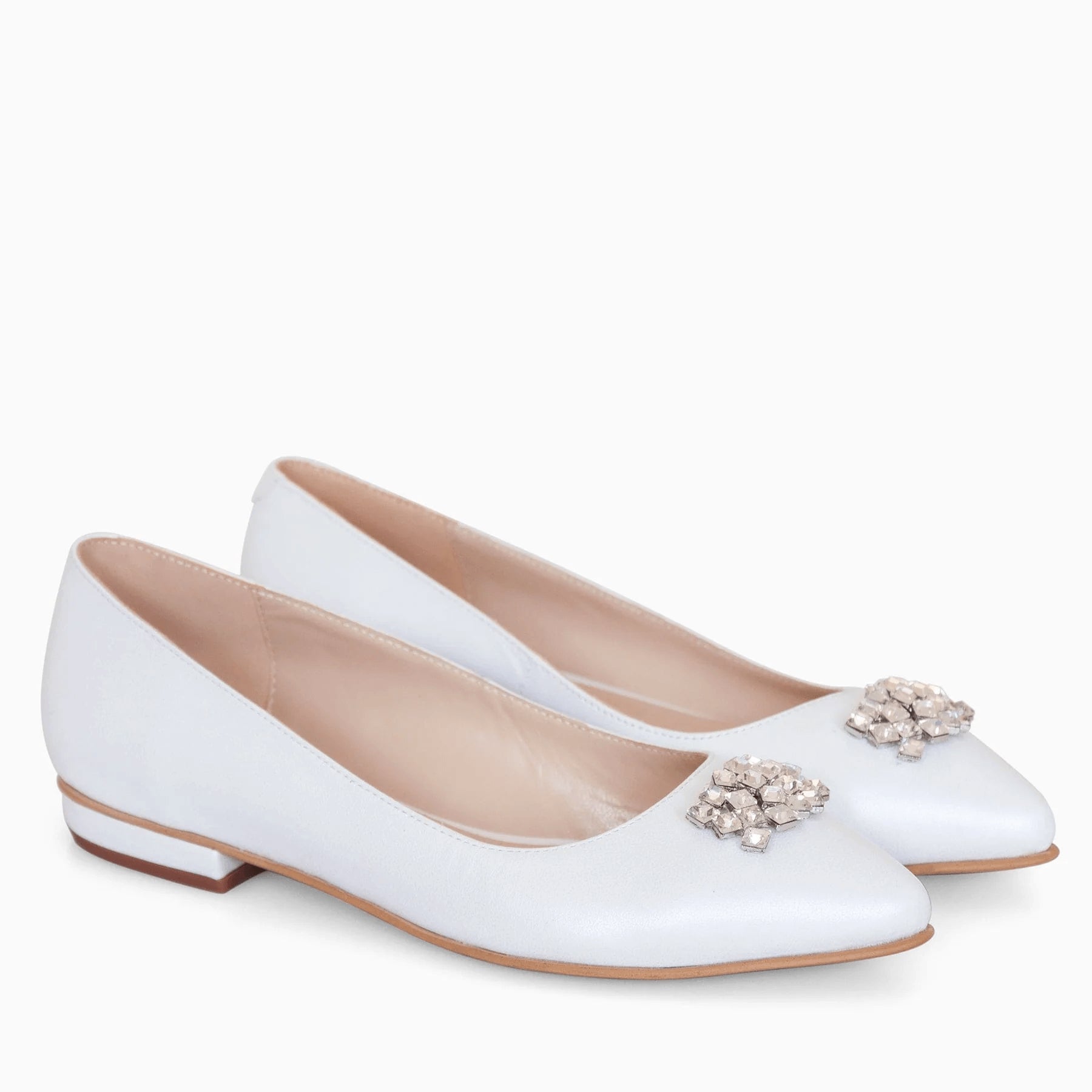Balerini din piele naturala alb sidef D29 - orice culoare
