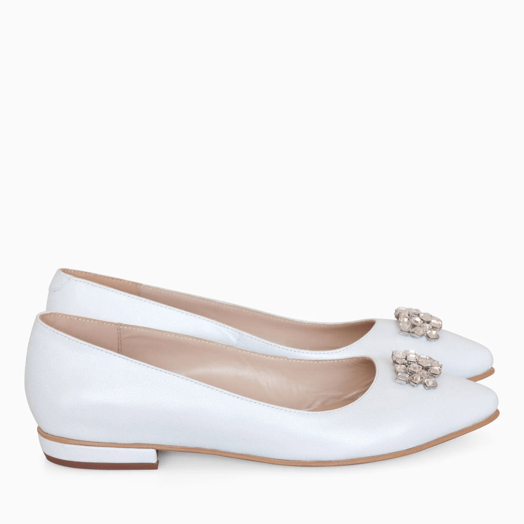 Balerini din piele naturala alb sidef D29 - orice culoare