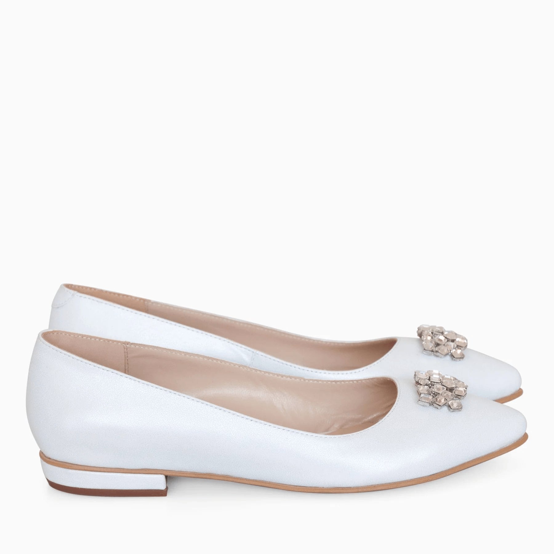 Balerini din piele naturala alb sidef D29 - orice culoare