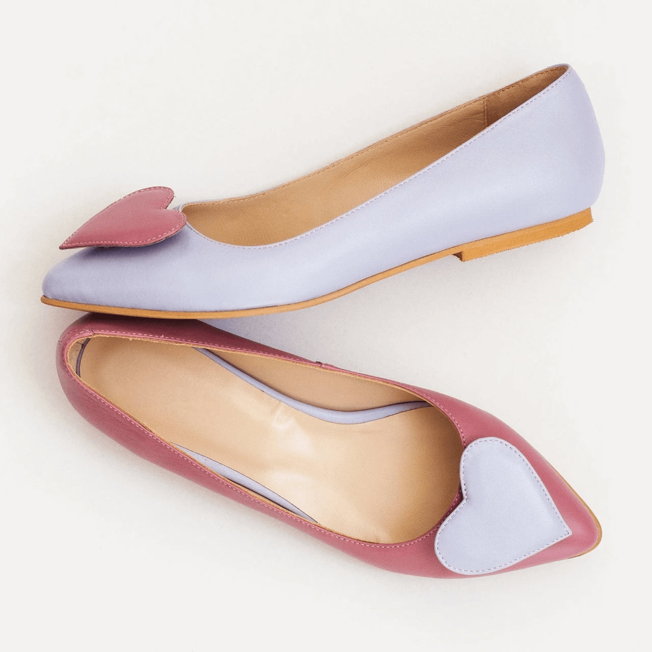 Balerini din piele naturala mov cu lila D31 - orice culoare