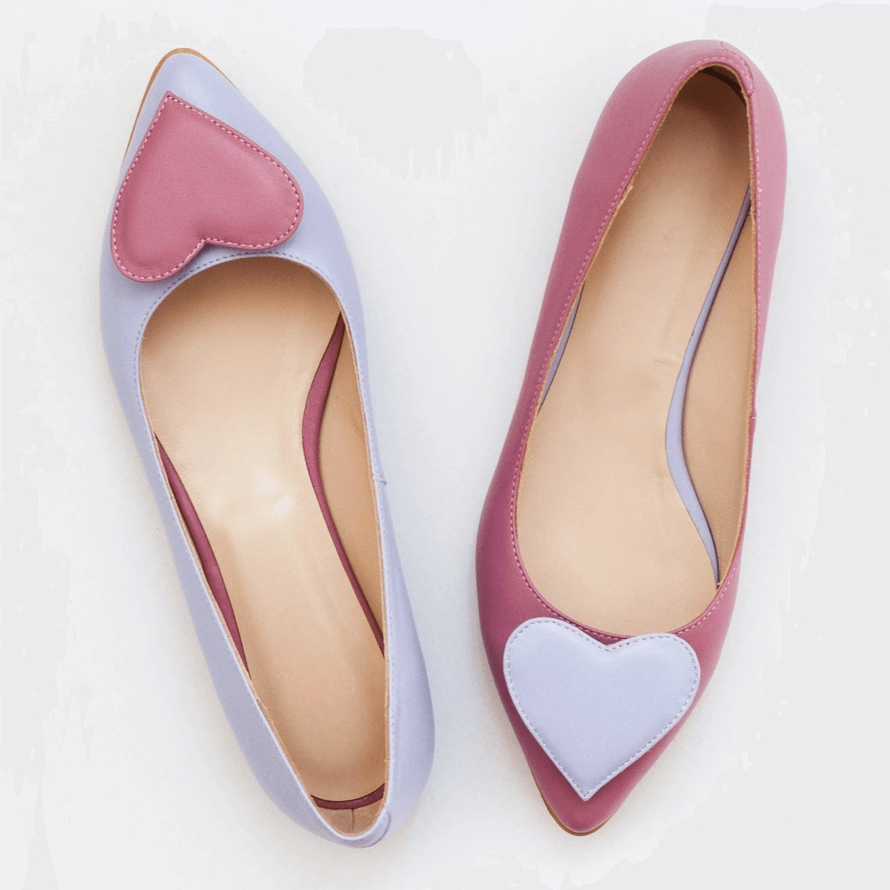 Balerini din piele naturala mov cu lila D31 - orice culoare