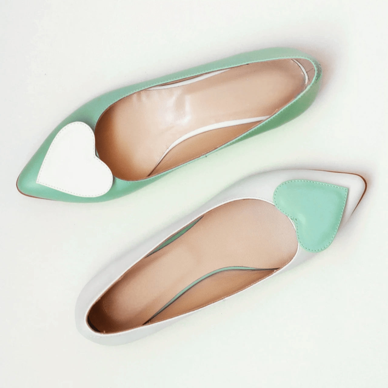 Balerini din piele naturala alba D32 - orice culoare