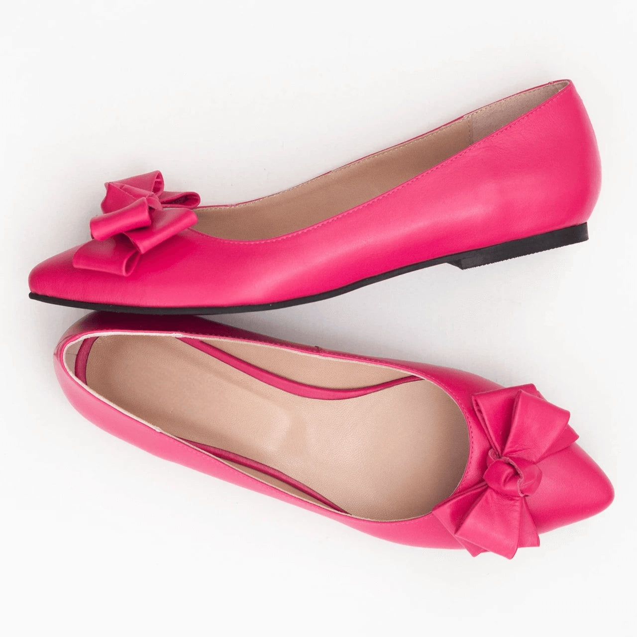 Balerini din piele naturala fuchsia D35 - orice culoare