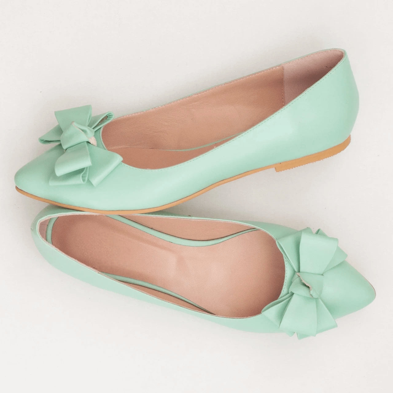 Balerini din piele naturala menta D36 - orice culoare