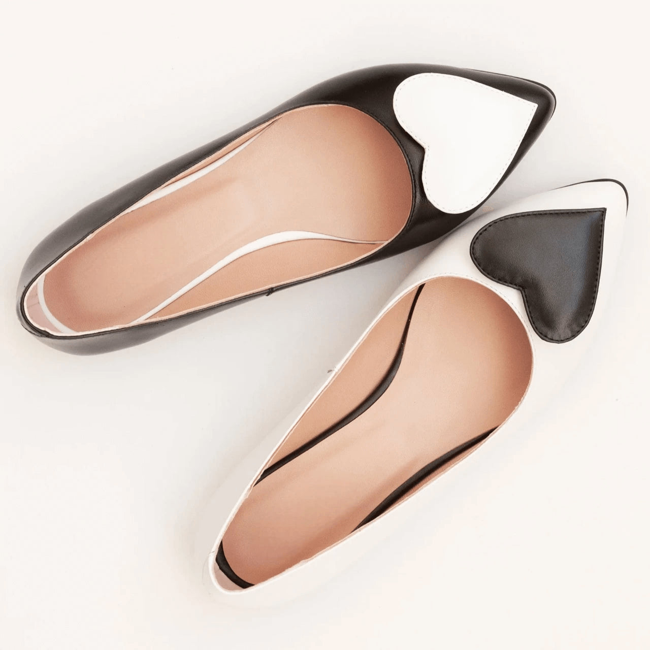Balerini din piele naturala alb-negru D37 - orice culoare
