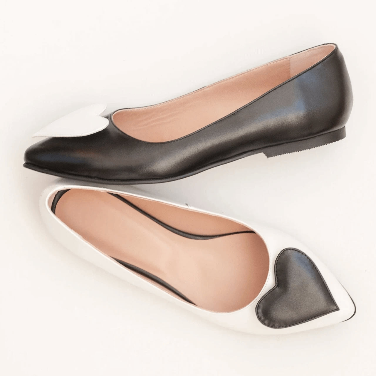 Balerini din piele naturala alb-negru D37 - orice culoare