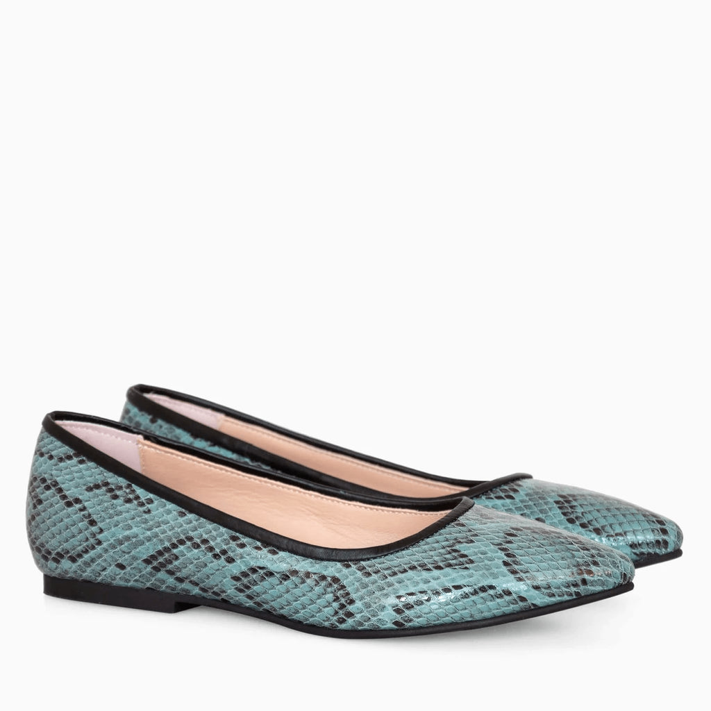 Balerini din piele naturala imprimata D38 - orice culoare