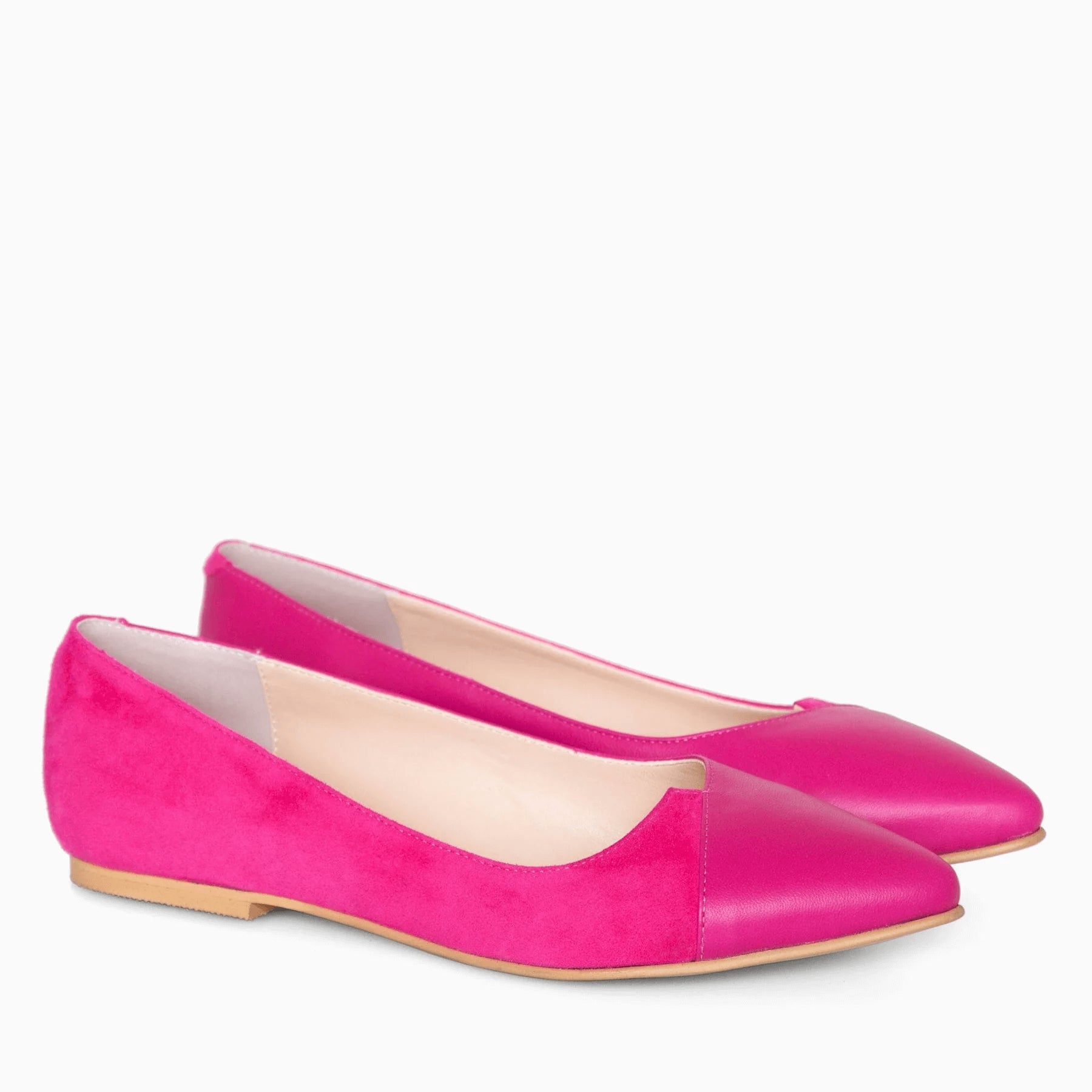 Balerini din piele naturala fuchsia D39 - orice culoare